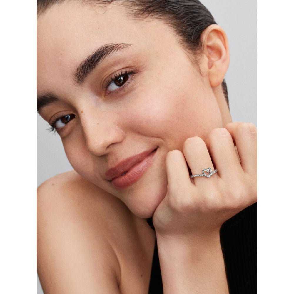 Pandora Silver Sparkling Wishbone Heart Ring - MococoPandora199302C01-485700302909456Rings