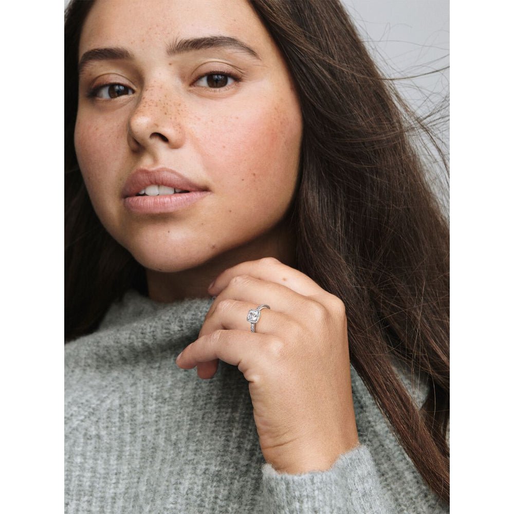 Pandora Silver Square Sparkle Halo Ring - MococoPandora198863C01-485700302866360Rings