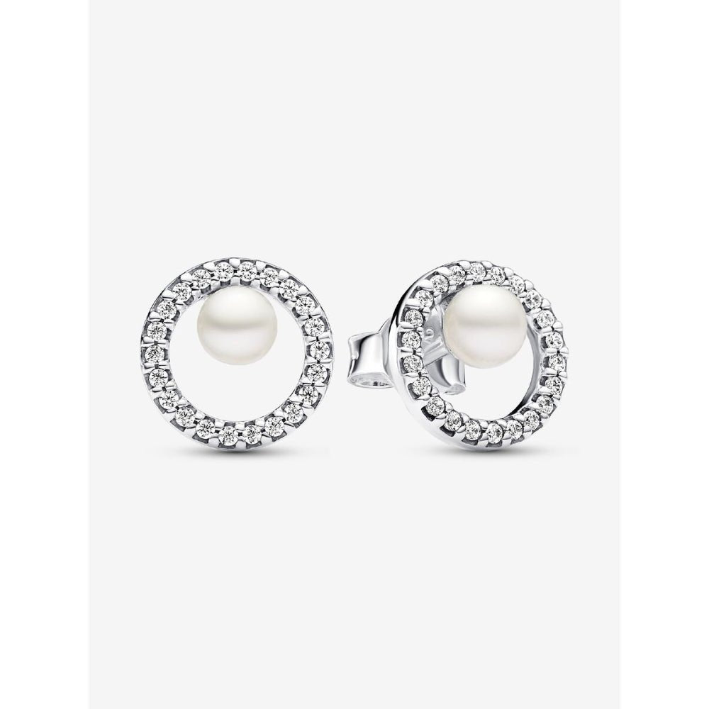 Pandora Silver Treated Freshwater Cultured Pearl & Pave Halo Stud Earrings - MococoPandora293154C015700303111759Earrings