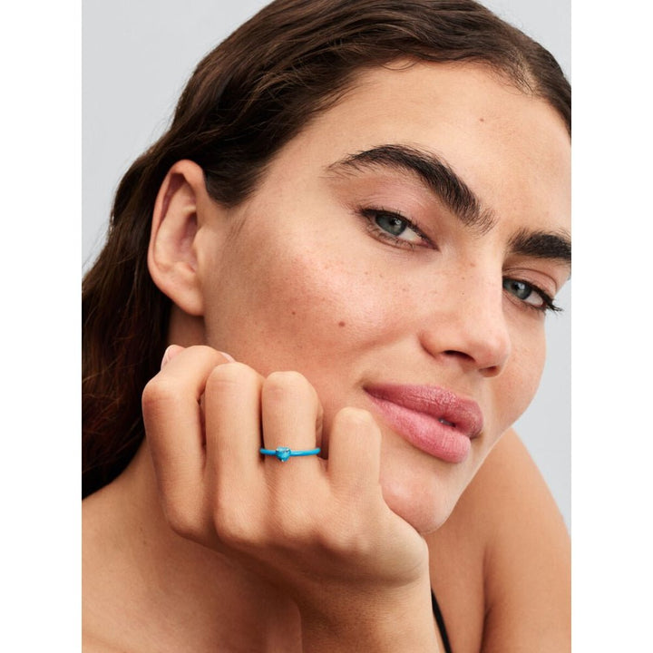 Pandora Silver Turquoise - Coloured Heart Stone Ring - MococoPandora193828C01-445700303194066Rings