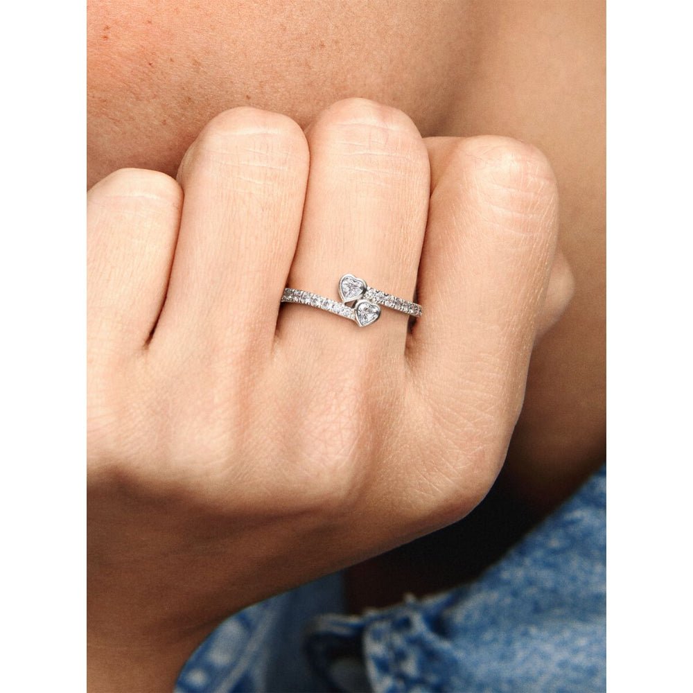 Pandora Silver Two Sparkling Hearts Ring - MococoPandora191023CZ-485700302510690Rings