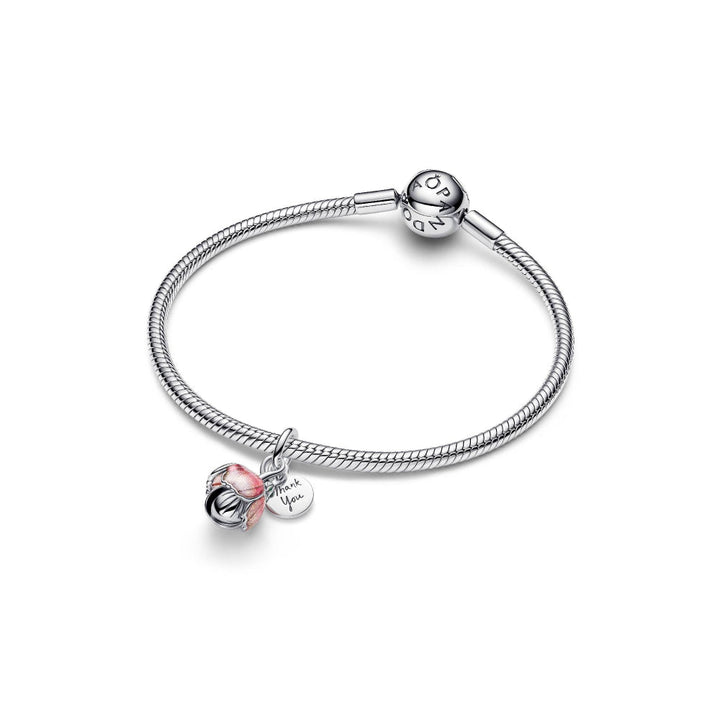 Pandora Silver Two-Tone Blooming Flower Dangle Charm Image 6