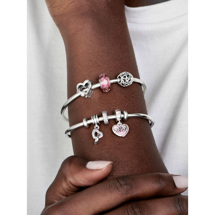 Pandora Silver Wavy Fancy Pink Murano Glass Charm - MococoPandora798872C005700302872057Charms