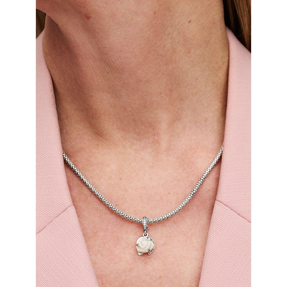 Pandora Silver White Rose In Bloom Double Dangle Charm - MococoPandora793200C015700303113302Charms
