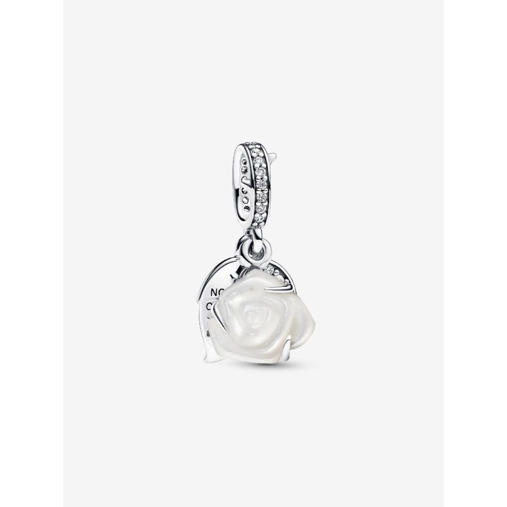 Pandora Silver White Rose In Bloom Double Dangle Charm - MococoPandora793200C015700303113302Charms