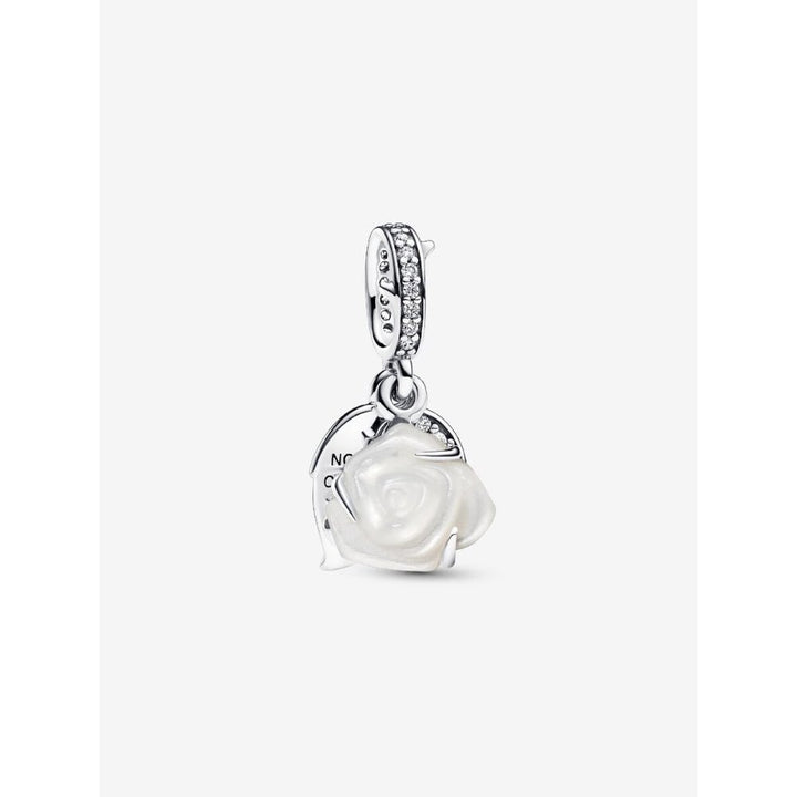 Pandora Silver White Rose In Bloom Double Dangle Charm - MococoPandora793200C015700303113302Charms