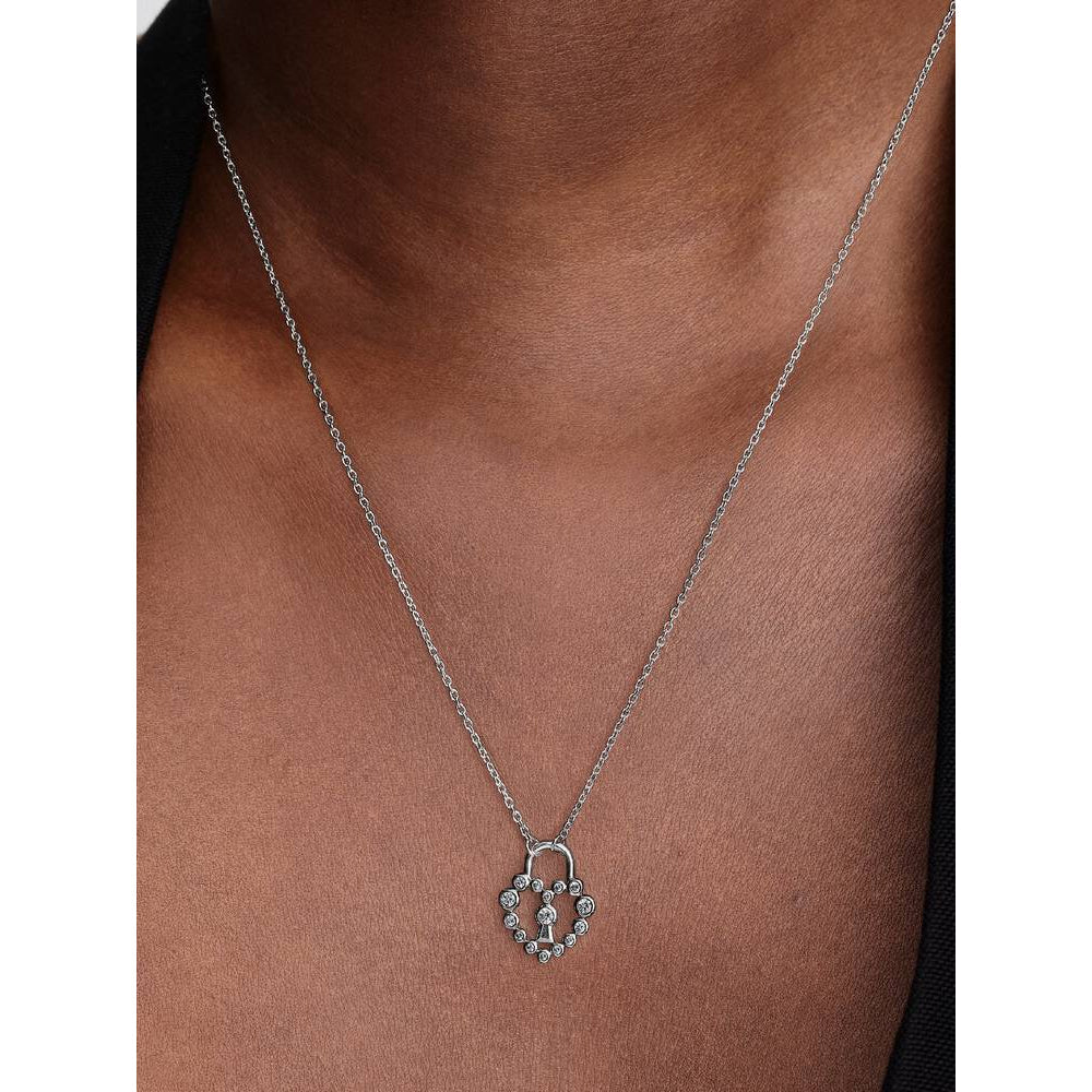 Pandora Sparkling Heart Padlock Pendant Necklace Image 2