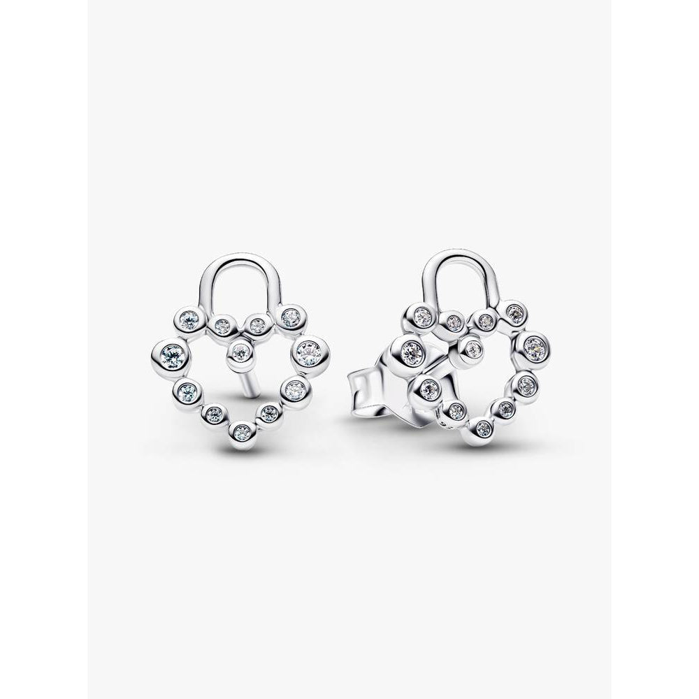 Pandora Sparkling Heart Padlock Stud Earrings Image 1