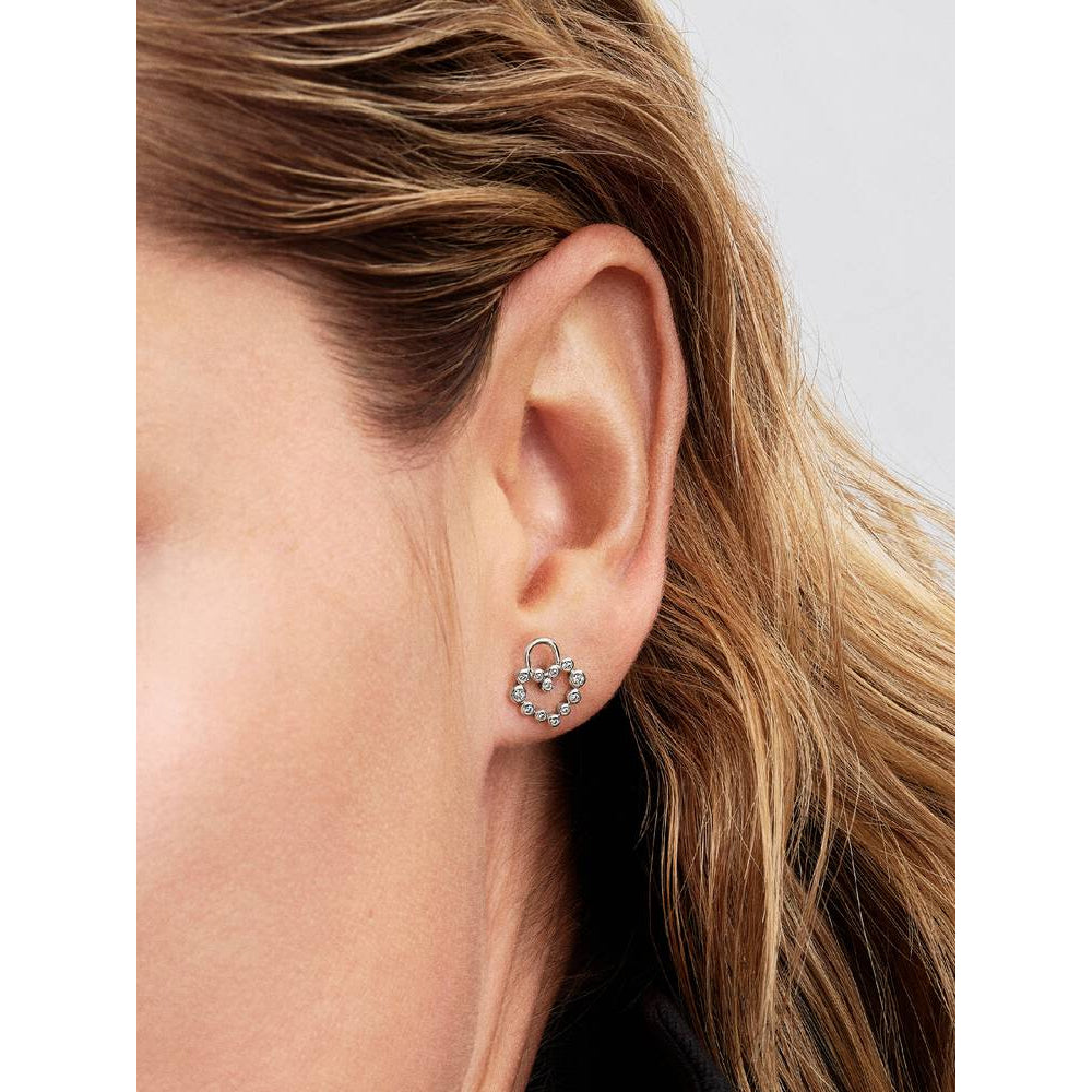 Pandora Sparkling Heart Padlock Stud Earrings Image 2