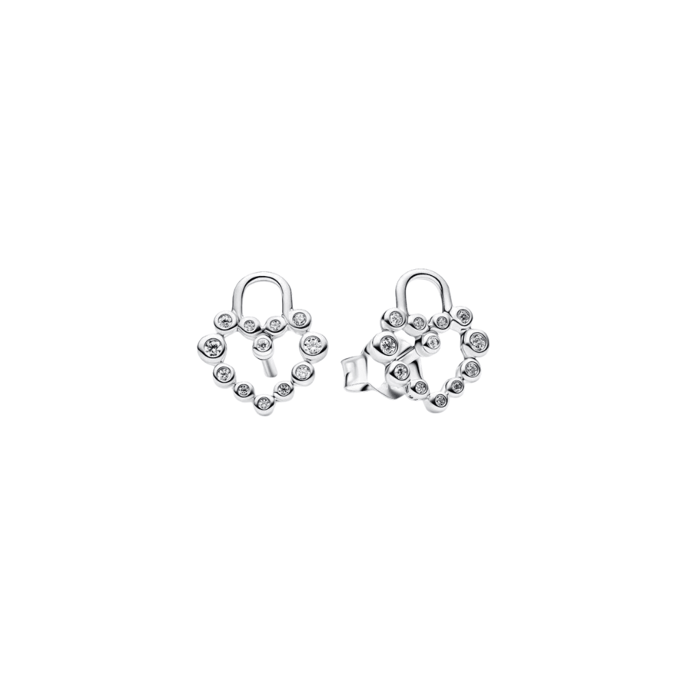 Pandora Sparkling Heart Padlock Stud Earrings - MococoPandora294419C01Earrings