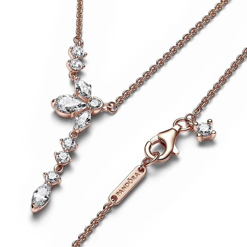 Pandora Rose Gold Sparkling Herbarium Cluster Drop Necklace