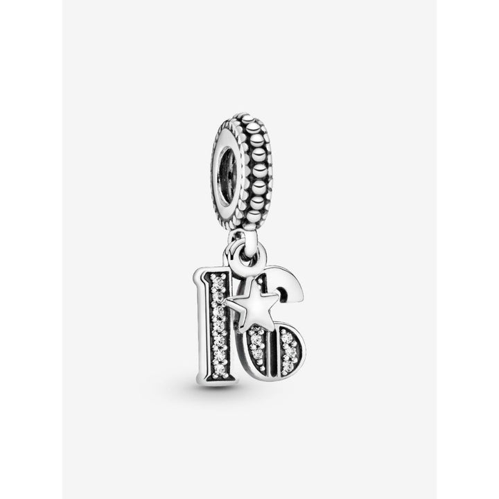 Pandora Sterling Silver 16th Celebration Dangle Charm Image 1