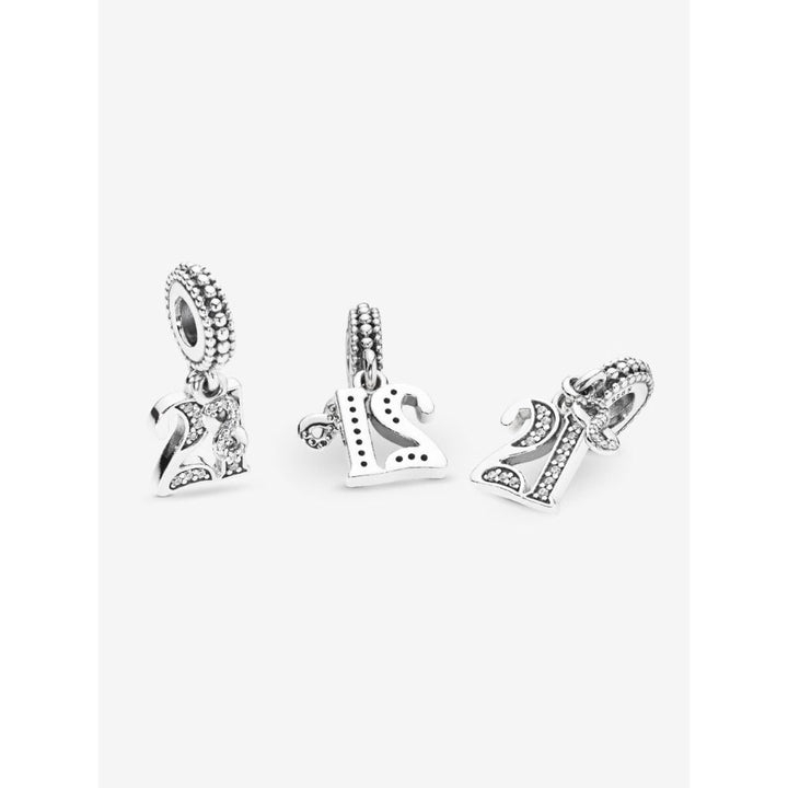 Pandora Sterling Silver 21st Celebration Dangle Charm Image 5