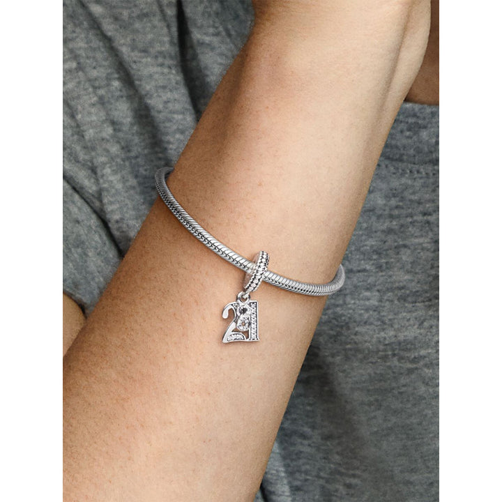 Pandora Sterling Silver 21st Celebration Dangle Charm Image 2
