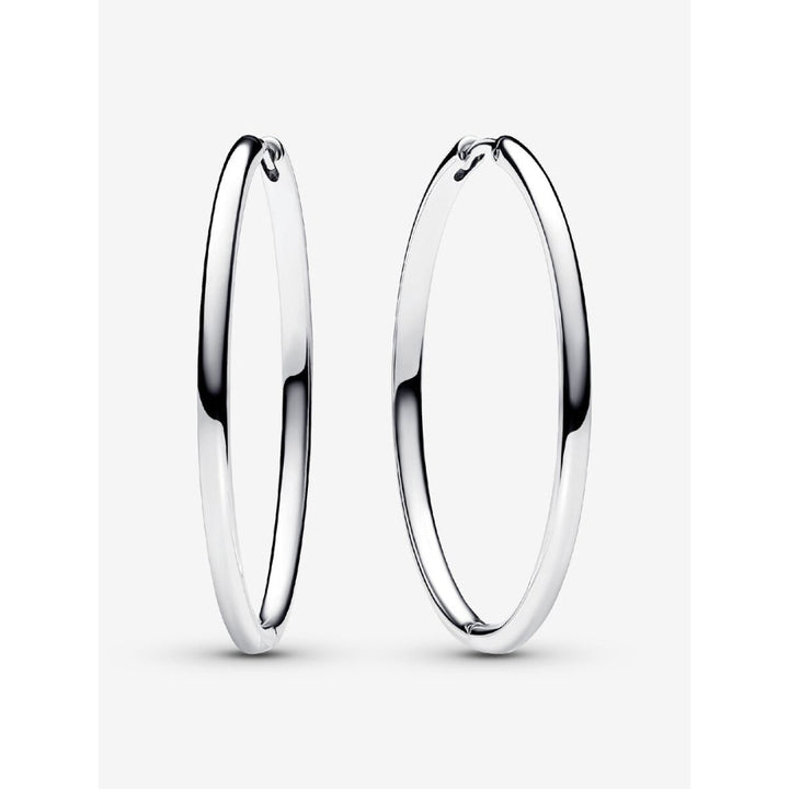 Pandora Sterling Silver 40 Mm Charm Hoop Earrings Image 1