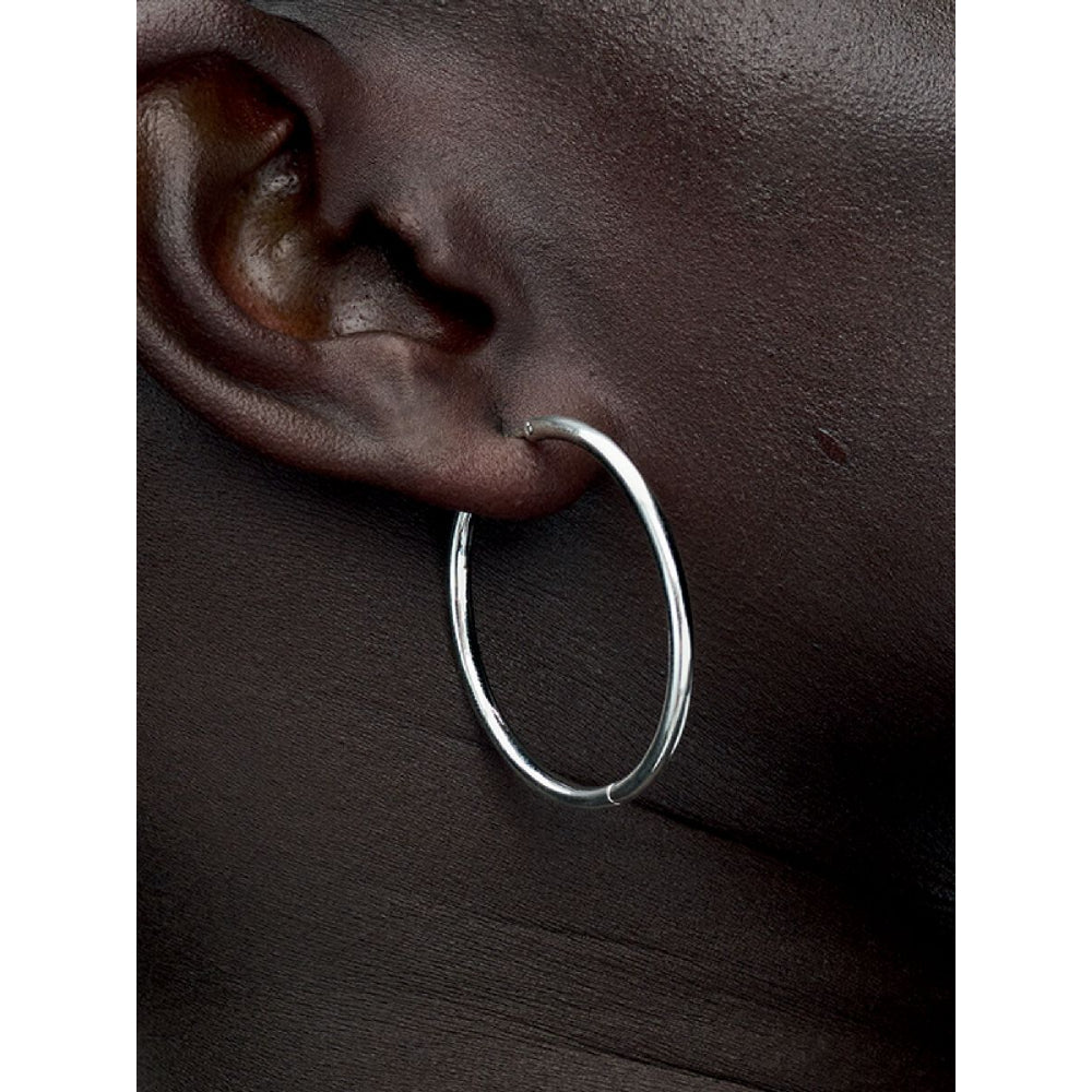 Pandora Sterling Silver 40 Mm Charm Hoop Earrings Image 2