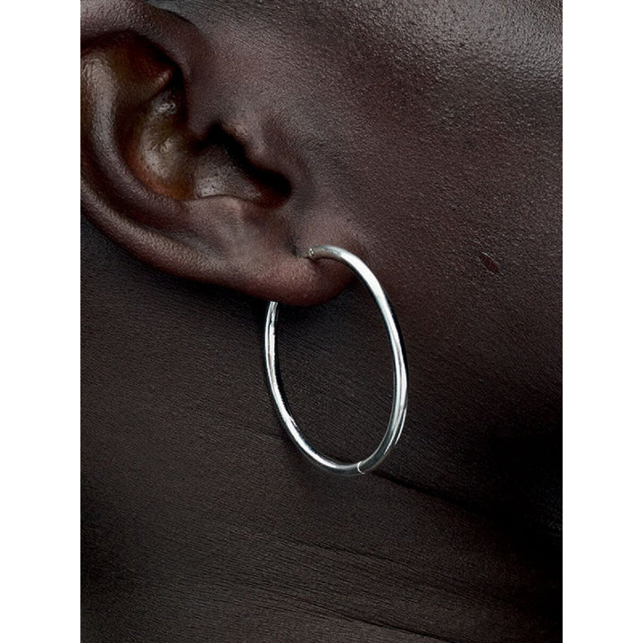 Pandora Sterling Silver 40 Mm Charm Hoop Earrings Image 2