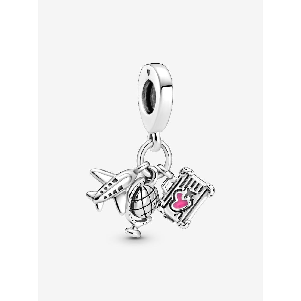 Pandora Sterling Silver Airplane, Globe & Suitcase Dangle Charm Image 1