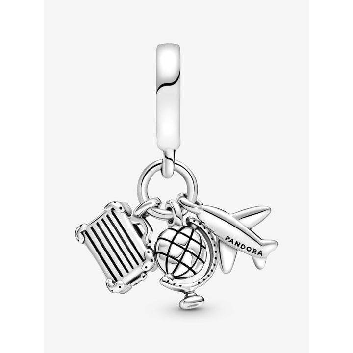 Pandora Sterling Silver Airplane, Globe & Suitcase Dangle Charm Image 4
