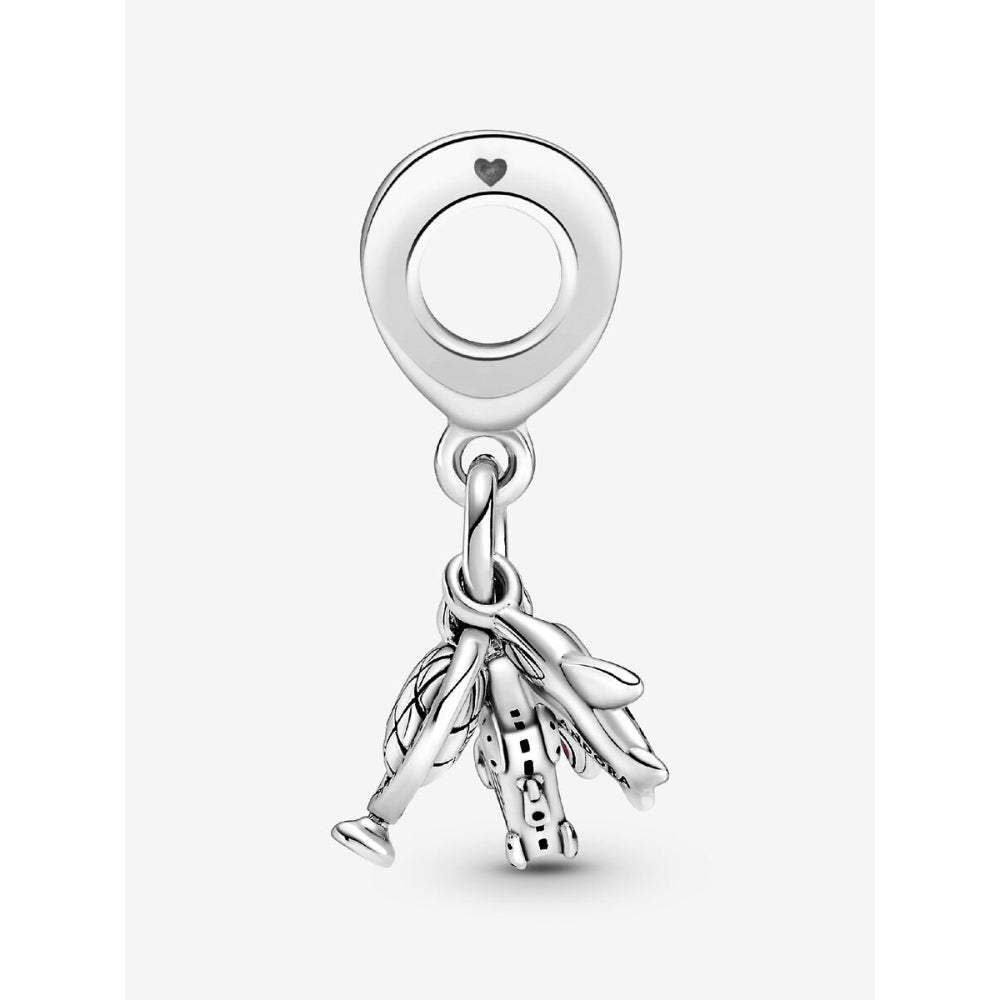 Pandora Sterling Silver Airplane, Globe & Suitcase Dangle Charm Image 5