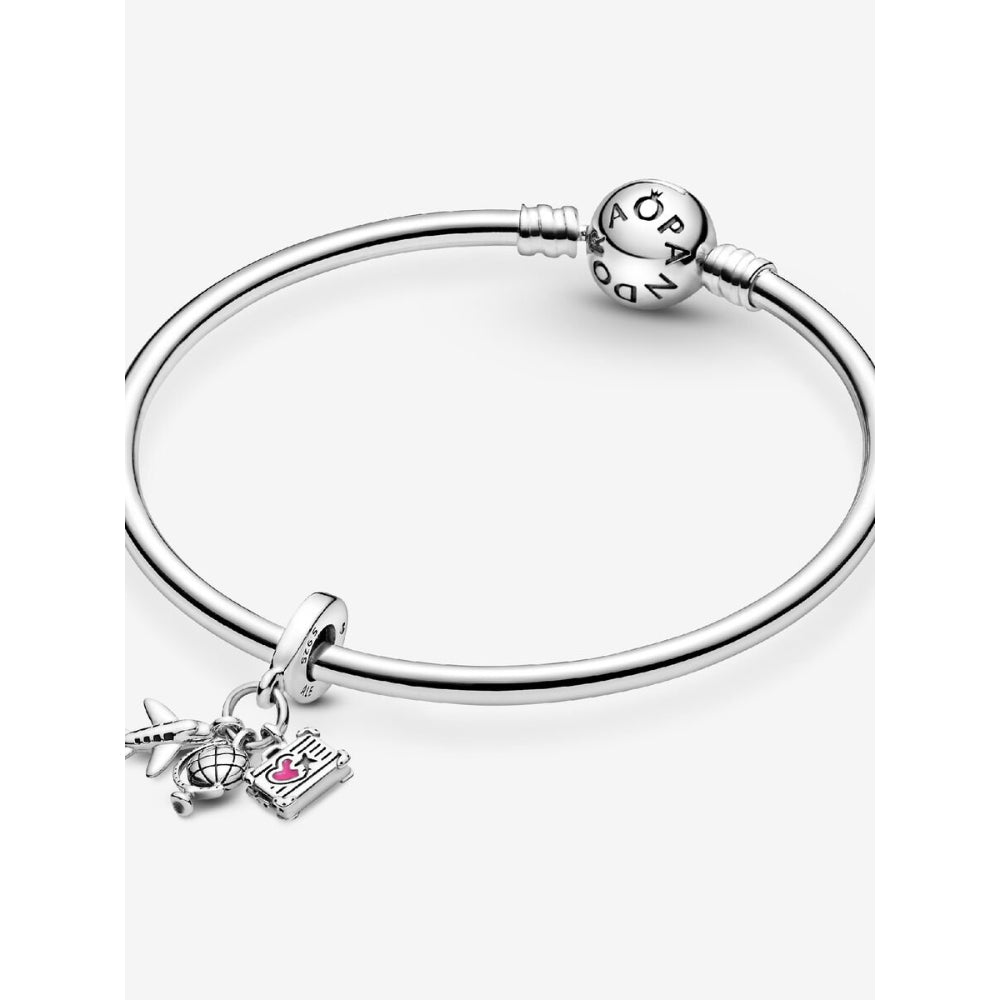 Pandora Sterling Silver Airplane, Globe & Suitcase Dangle Charm Image 6