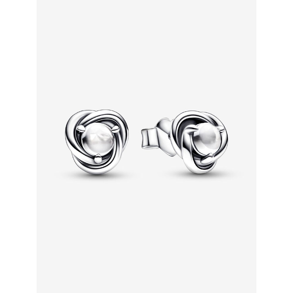 Pandora Sterling Silver April Birthstone Eternity Circle Stud Earrings Image 1
