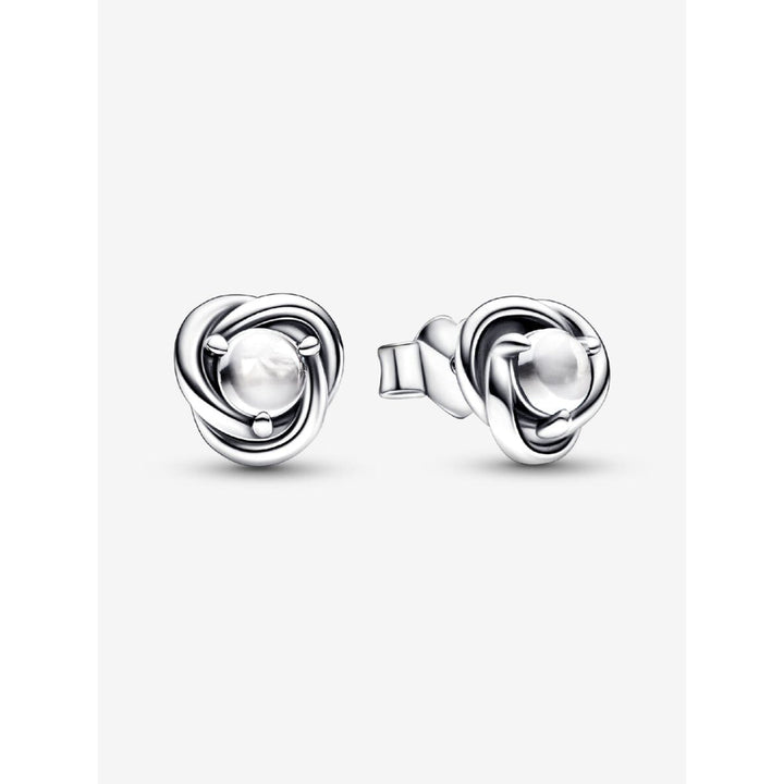 Pandora Sterling Silver April Birthstone Eternity Circle Stud Earrings Image 1