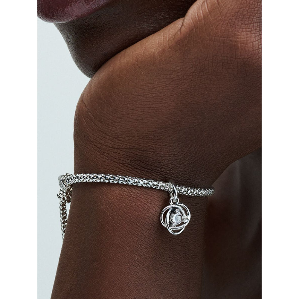 Pandora Sterling Silver April Eternity Circle Dangle Charm Image 2