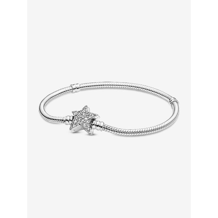 Pandora Sterling Silver Asymmetric Star Clasp Snake Chain Bracelet Image 1