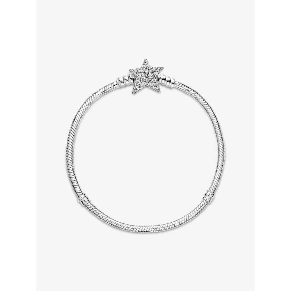 Pandora Sterling Silver Asymmetric Star Clasp Snake Chain Bracelet Image 4