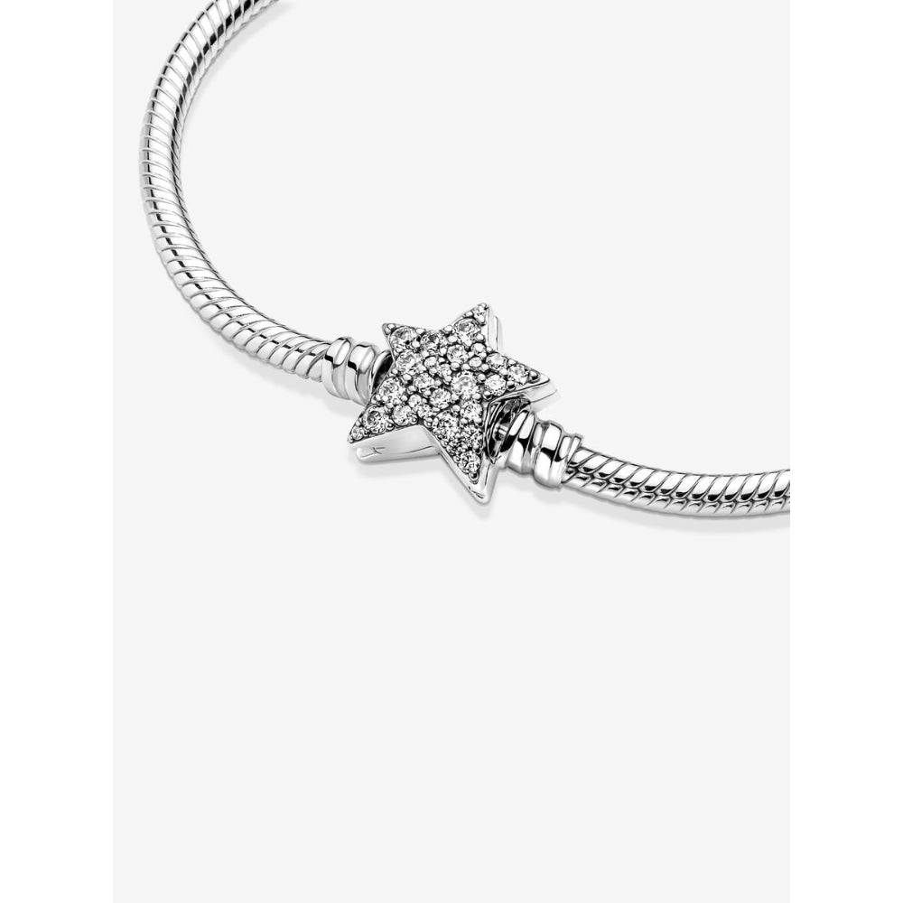 Pandora Sterling Silver Asymmetric Star Clasp Snake Chain Bracelet Image 6