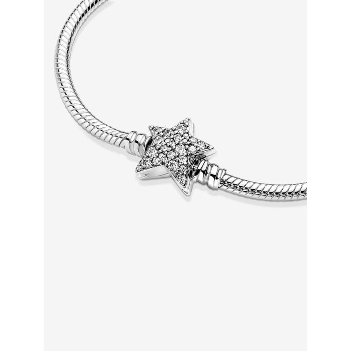 Pandora Sterling Silver Asymmetric Star Clasp Snake Chain Bracelet Image 6