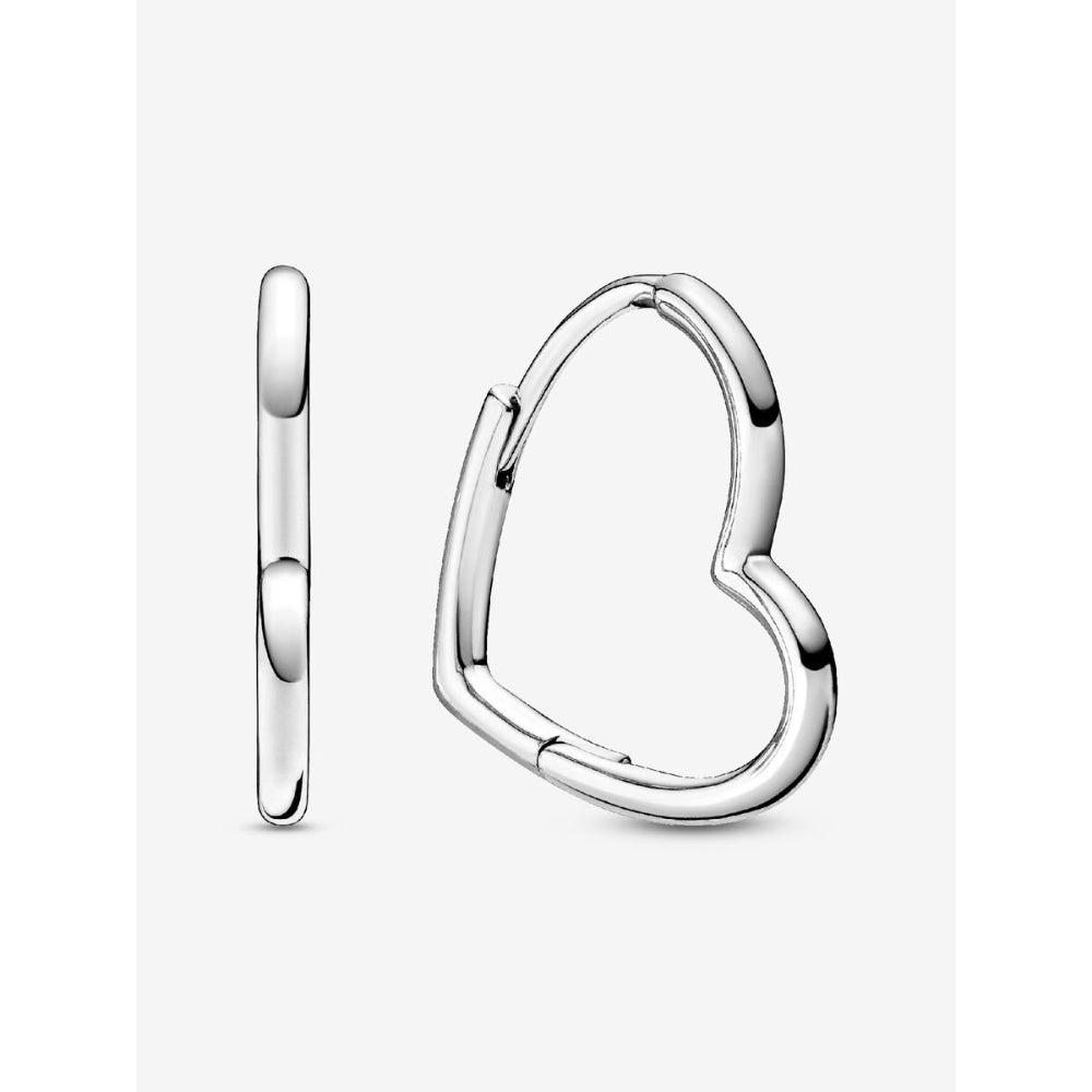 Pandora Sterling Silver Asymmetrical Heart Hoop Earrings Image 1