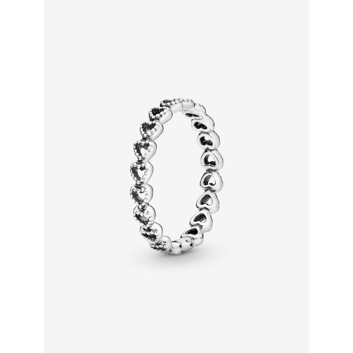 Pandora Sterling Silver Band of Hearts Ring Image 1