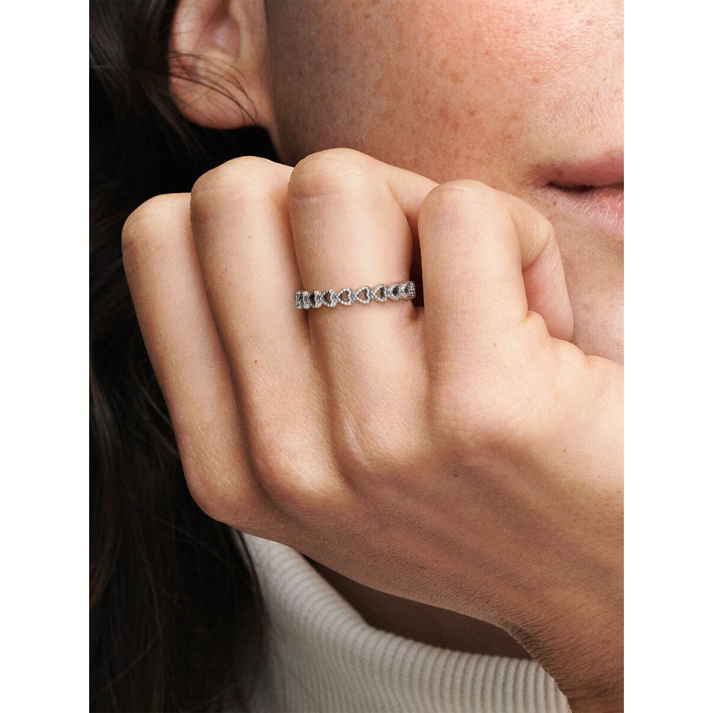 Pandora Sterling Silver Band of Hearts Ring Image 2