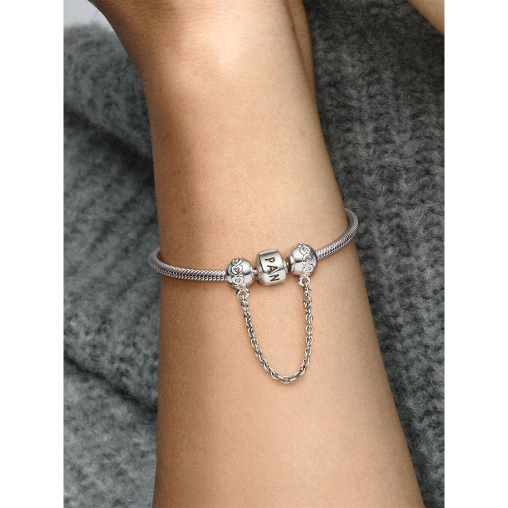 Pandora Sterling Silver Band of Hearts Safety Chain Charm Image 2