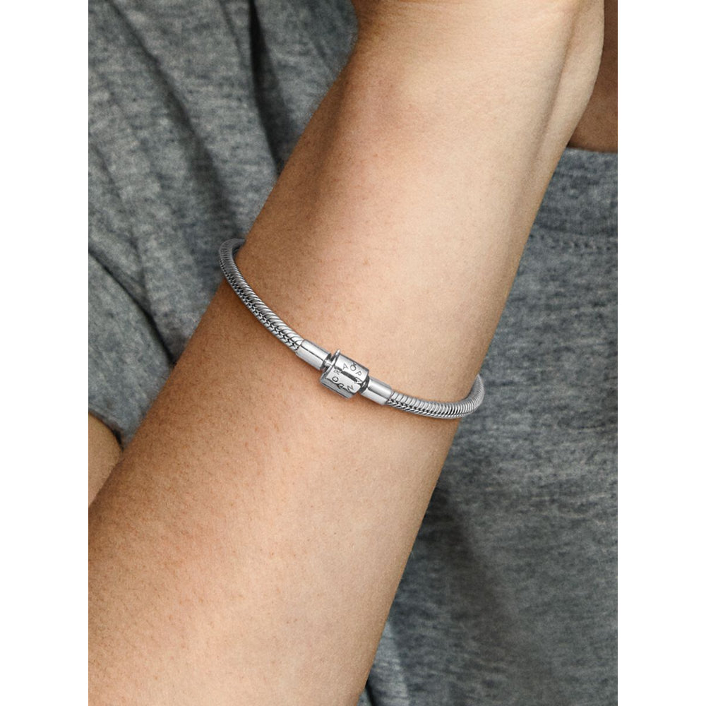 Pandora Sterling Silver Barrel Clasp Snake Chain Bracelet - Image 2