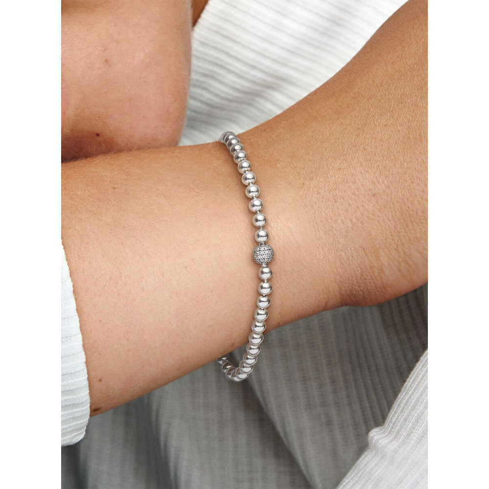 Pandora Sterling Silver Beads & Pave Bracelet Image 2