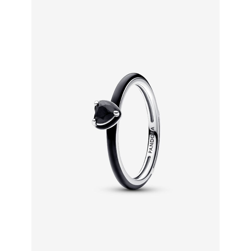 Pandora Sterling Silver Black Chakra Heart Ring Image 1