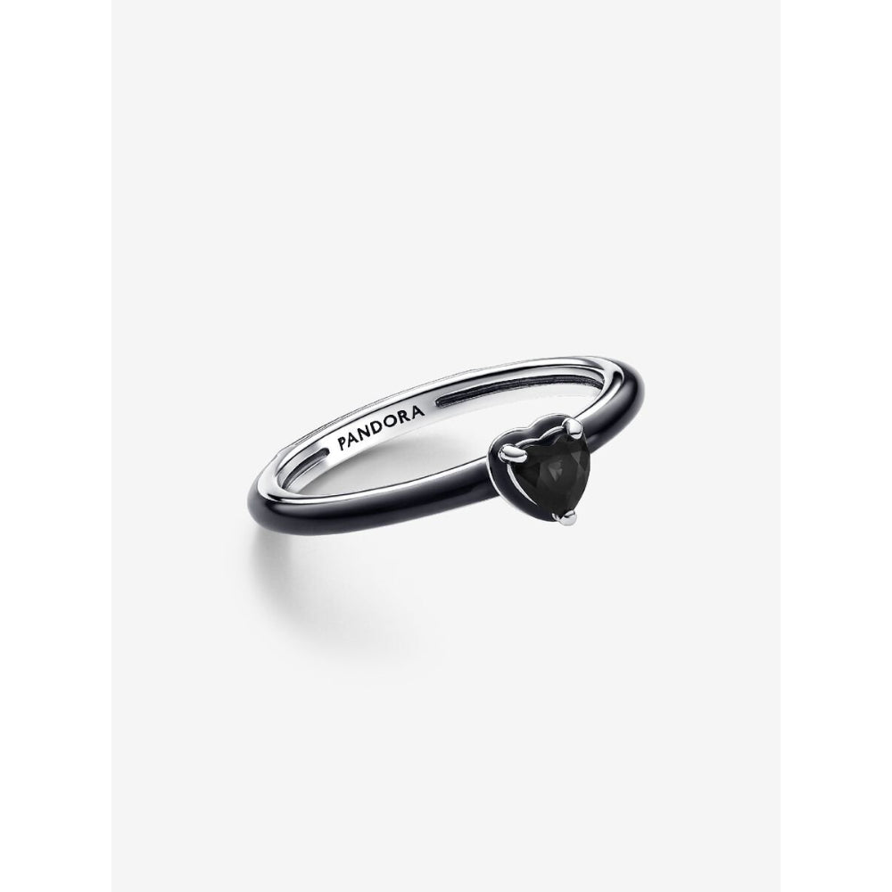 Pandora Sterling Silver Black Chakra Heart Ring Image 5