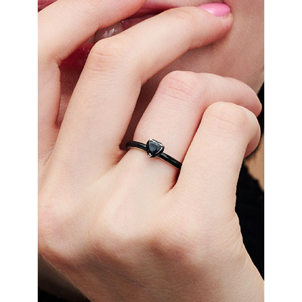 Pandora Sterling Silver Black Chakra Heart Ring Image 2