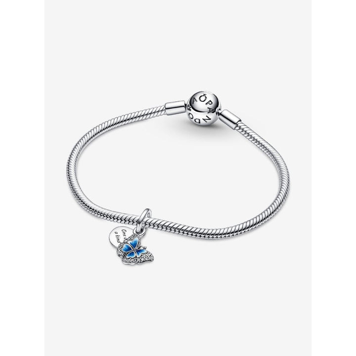 Pandora Sterling Silver Blue Butterfly & Quote Double Dangle Charm Image 5