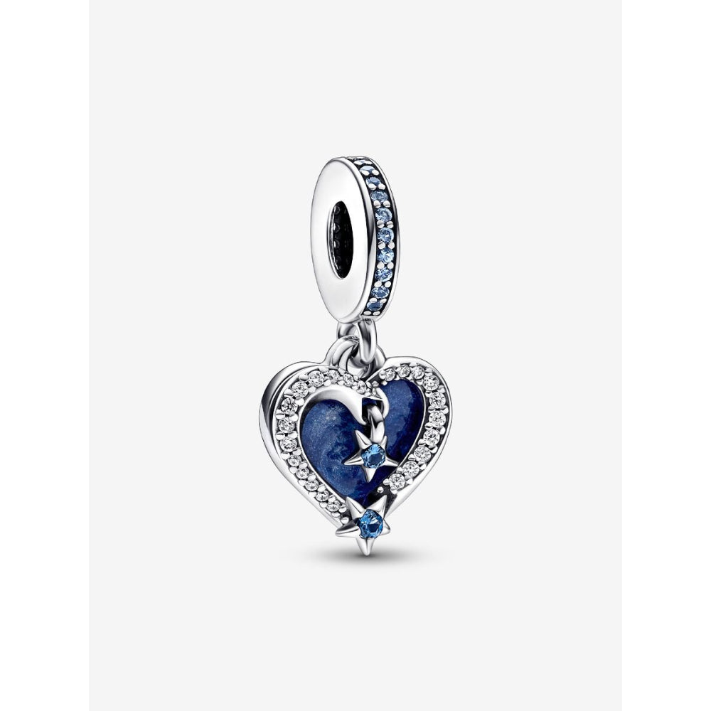 Pandora Sterling Silver Celestial Shooting Star Heart Double Dangle Charm Image 1