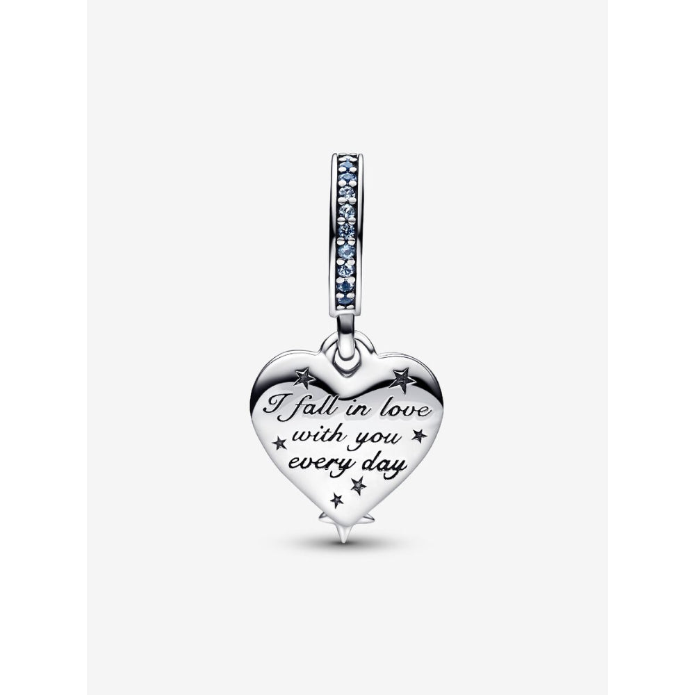 Pandora Sterling Silver Celestial Shooting Star Heart Double Dangle Charm Image 4