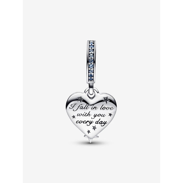 Pandora Sterling Silver Celestial Shooting Star Heart Double Dangle Charm Image 4