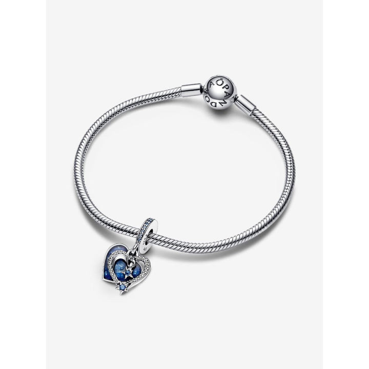 Pandora Sterling Silver Celestial Shooting Star Heart Double Dangle Charm Image 5