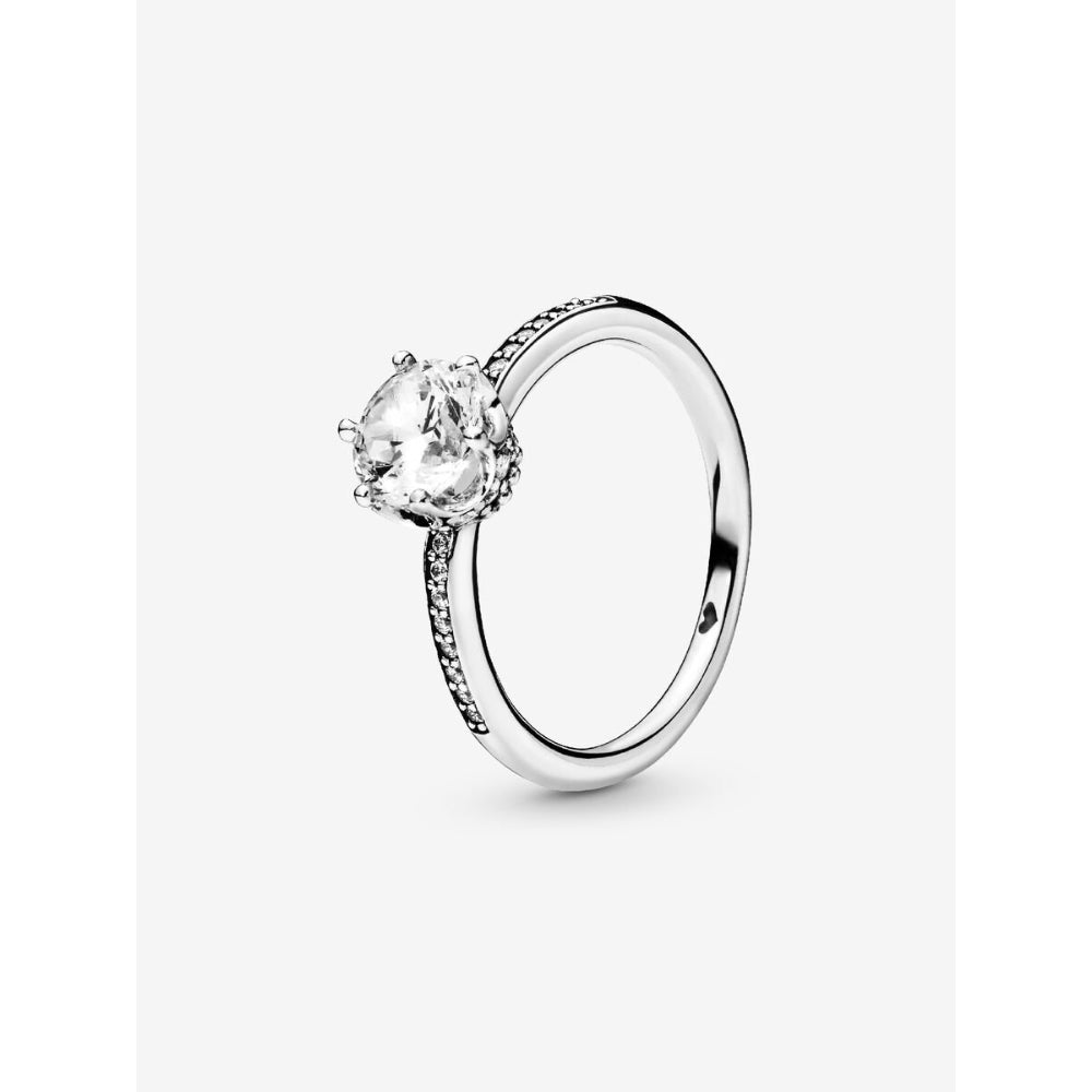 Pandora Sterling Silver Clear Sparkling Crown Solitaire Ring Image 1