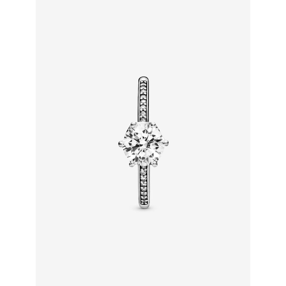 Pandora Sterling Silver Clear Sparkling Crown Solitaire Ring Image 5