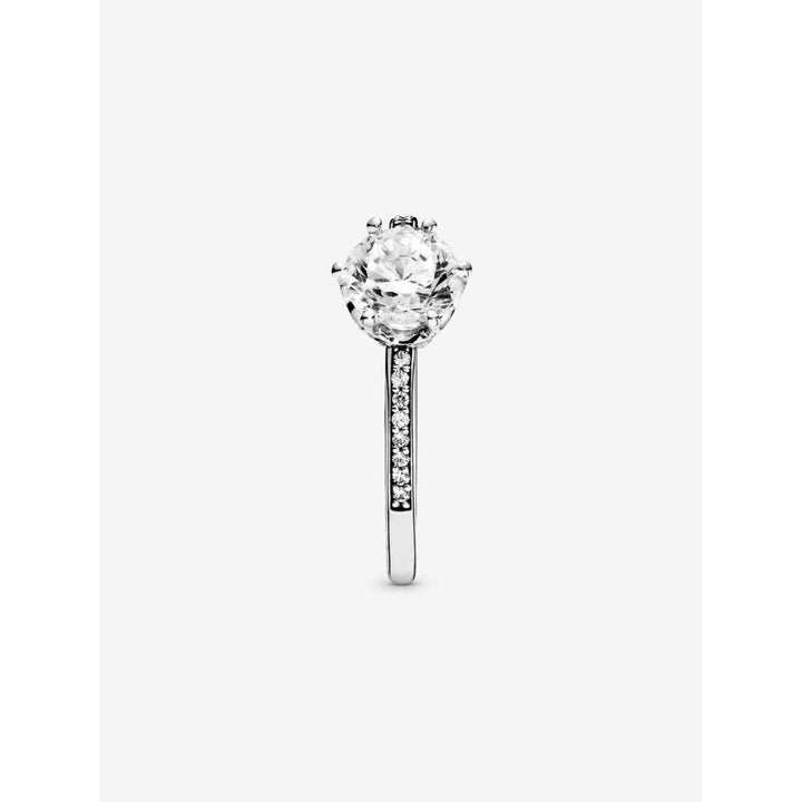 Pandora Sterling Silver Clear Sparkling Crown Solitaire Ring Image 6