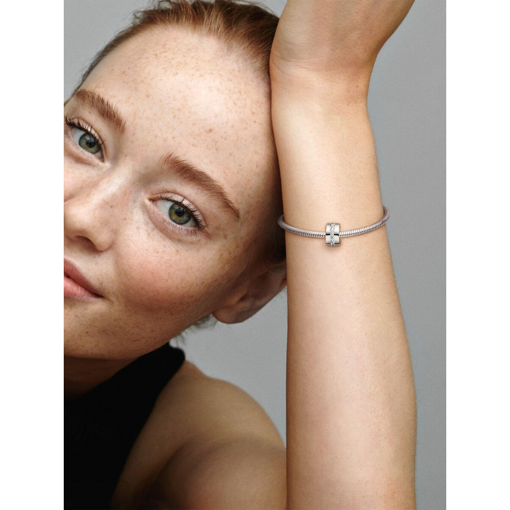 Pandora Sterling Silver Clear Sparkling Row Clip Charm Image 3